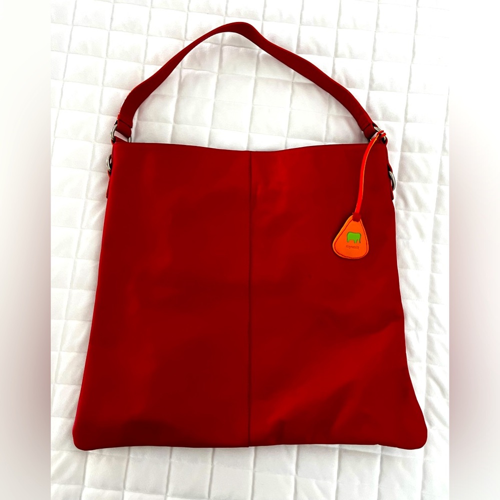 Mywalit red genuine leather shoulder bag